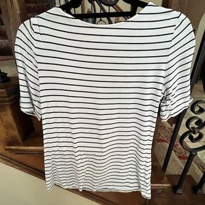 Beautiful t-shirt lower swooping back. Worn 4 four times. Striped t-shirt.